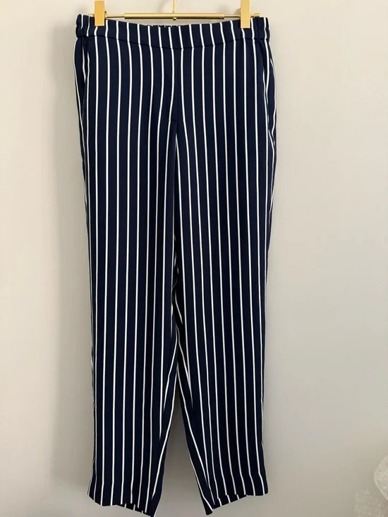 J Crew Striped Jamie Pant Elastic Waist Annie Stripe Navy Salt 2 NEW - Picture 2 of 7